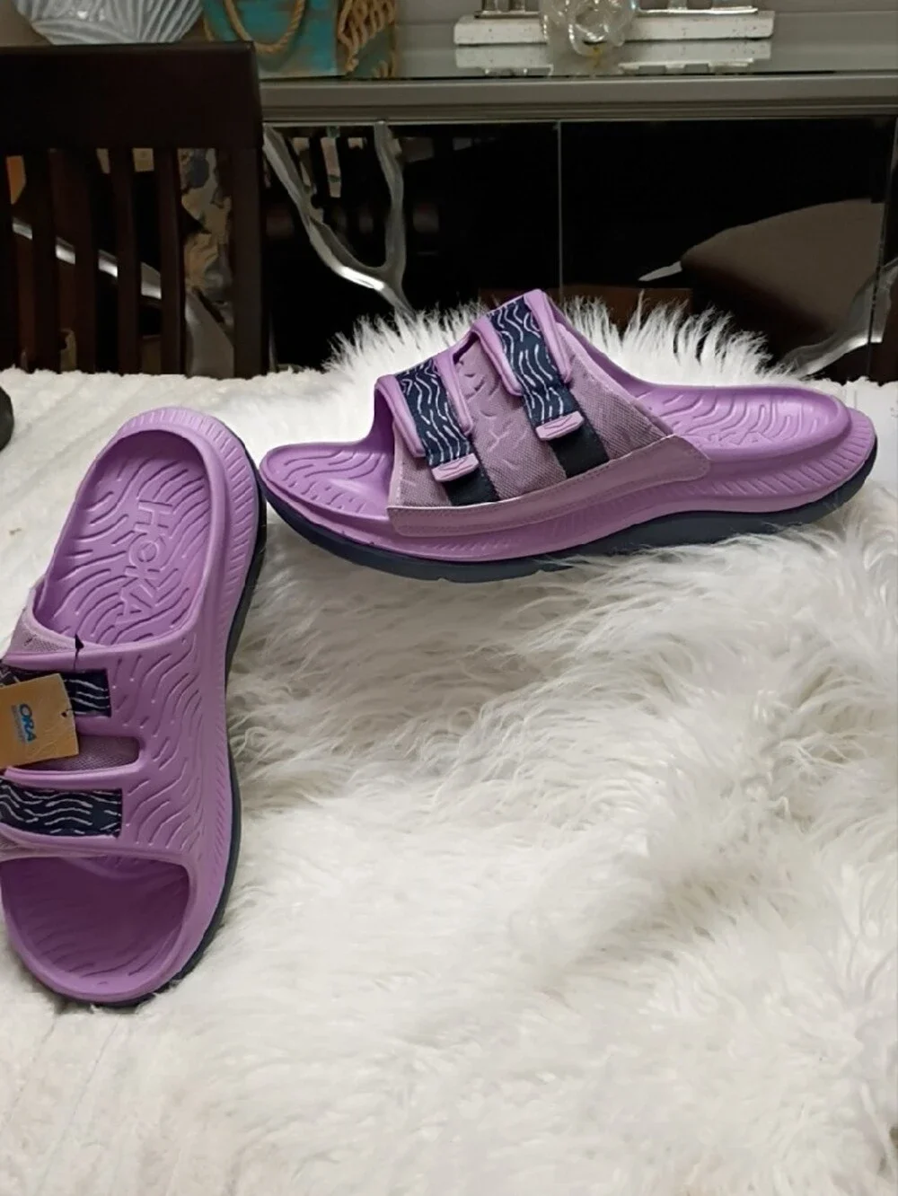 New Hoka One One Ora Recovey Slide Slip-On Sandal Violet Bloom Mens 12/Womens 14